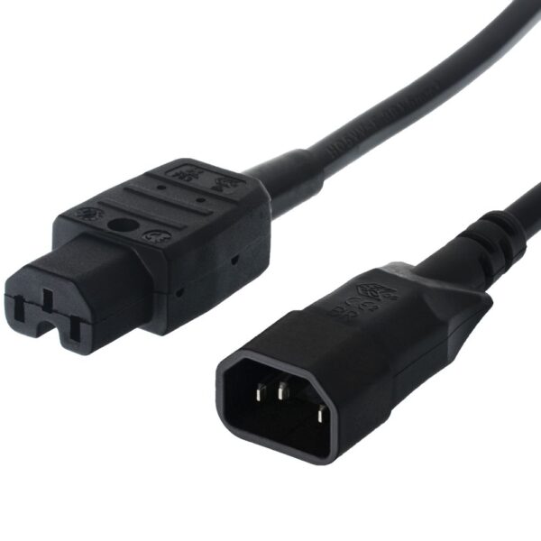 Netzanschlusskabel Kaltgerätestecker C14 an Warmgerätebuchse C15