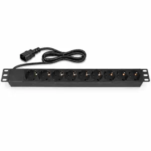 19″ PDU Steckdosenleiste 1HE – IEC C14 auf 9× Schutzkontakt, schwarz